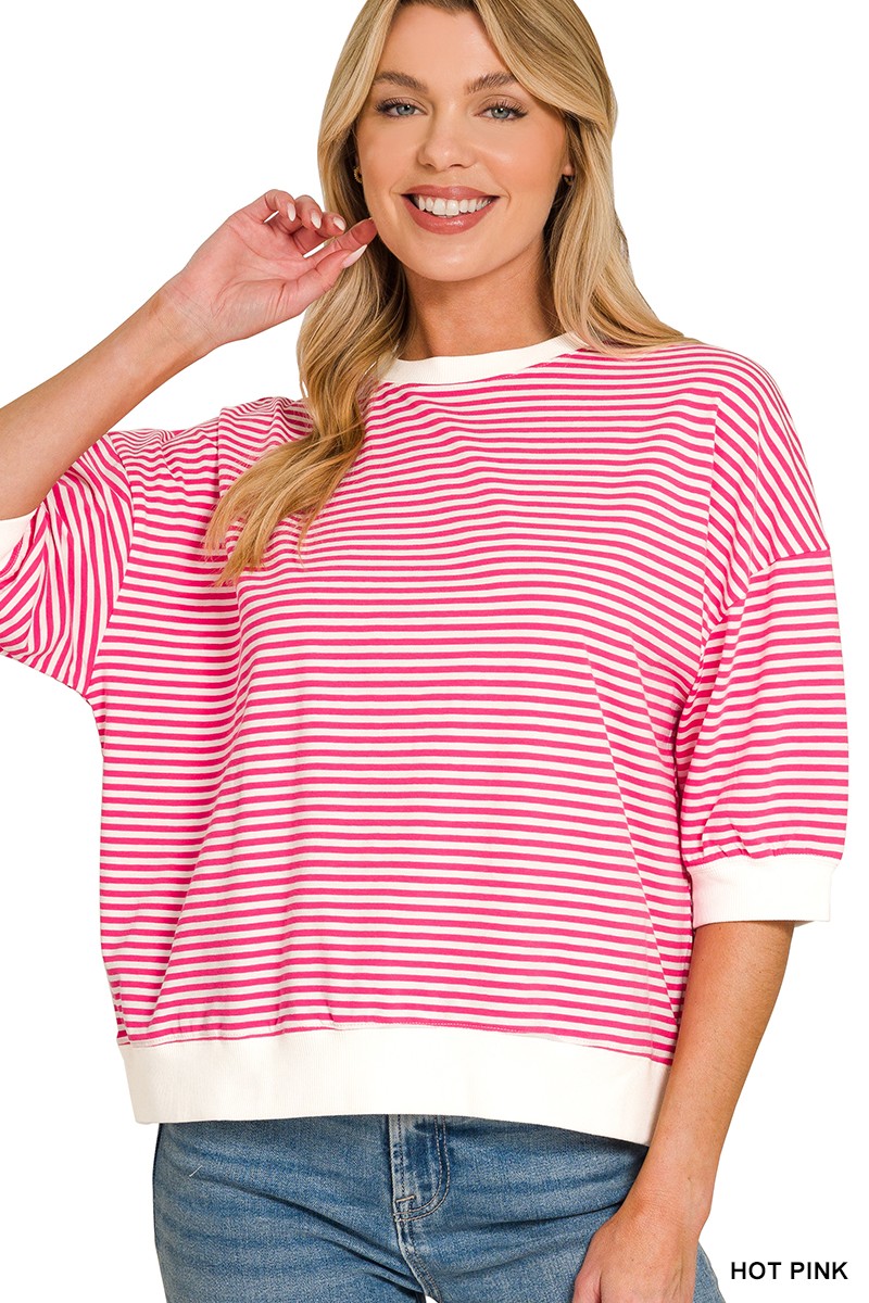 STRIPED BANDED HOT PINK TOP