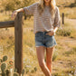 TAUPE STRIPED KNIT SS TOP