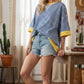 STRIPED OVERSIZED ROYAL TOP