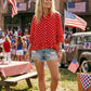 POLKA DOT PEPLUM RED TOP