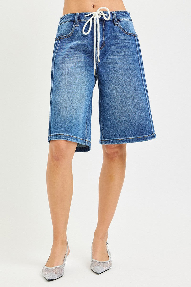 PINSTRIPE MID-RISE JORTS