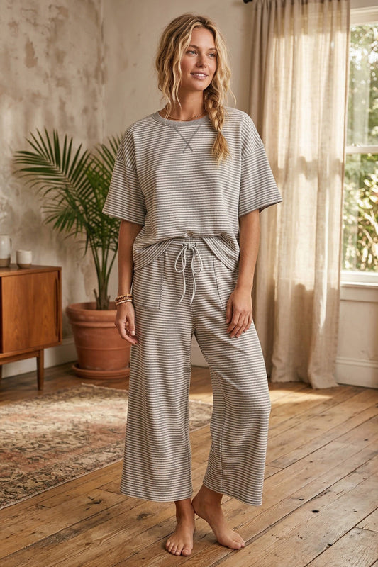 STRIPED KNIT GREY SET