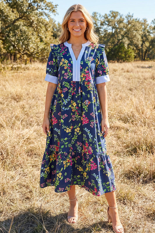 SMOCKED FLORAL DRESS