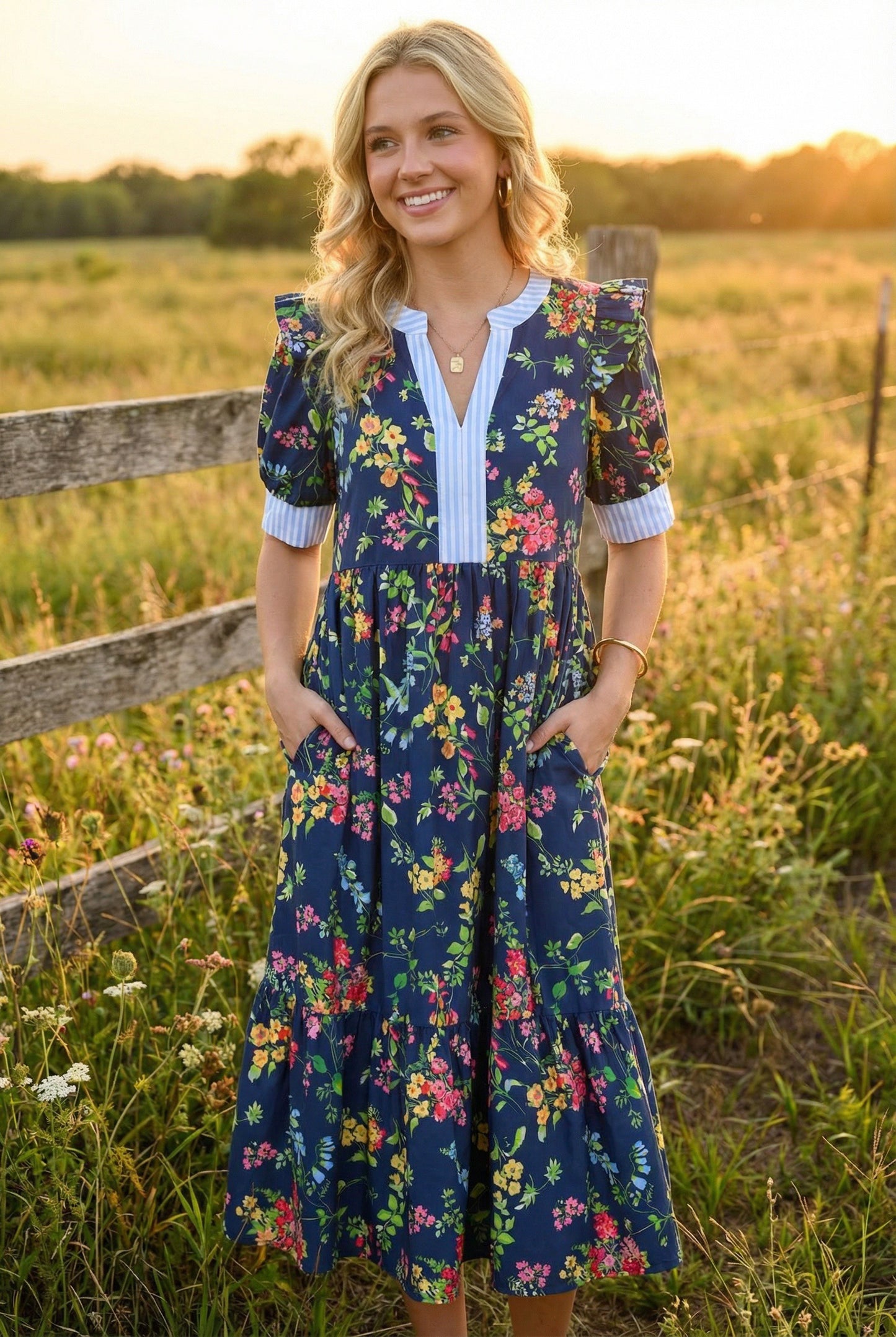 SMOCKED FLORAL DRESS