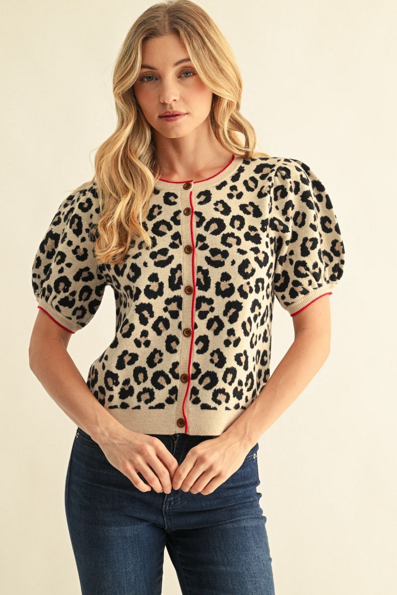 LEOPARD TAUPE CARDI