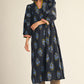 NOTCHED FLORAL BLACK DRESS