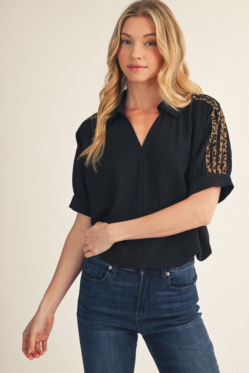 LEOPARD CONTRAST BLACK TOP
