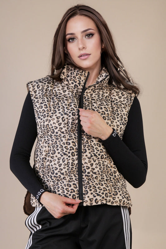 PUFF LEOPARD VEST