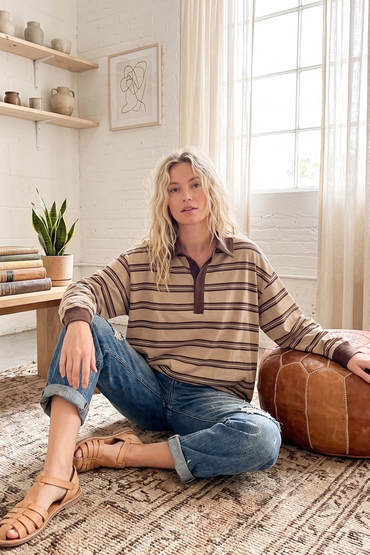 RUGBY TAUPE PULLOVER