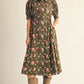 FLORAL DETAIL MIDI OLIVE DRESS