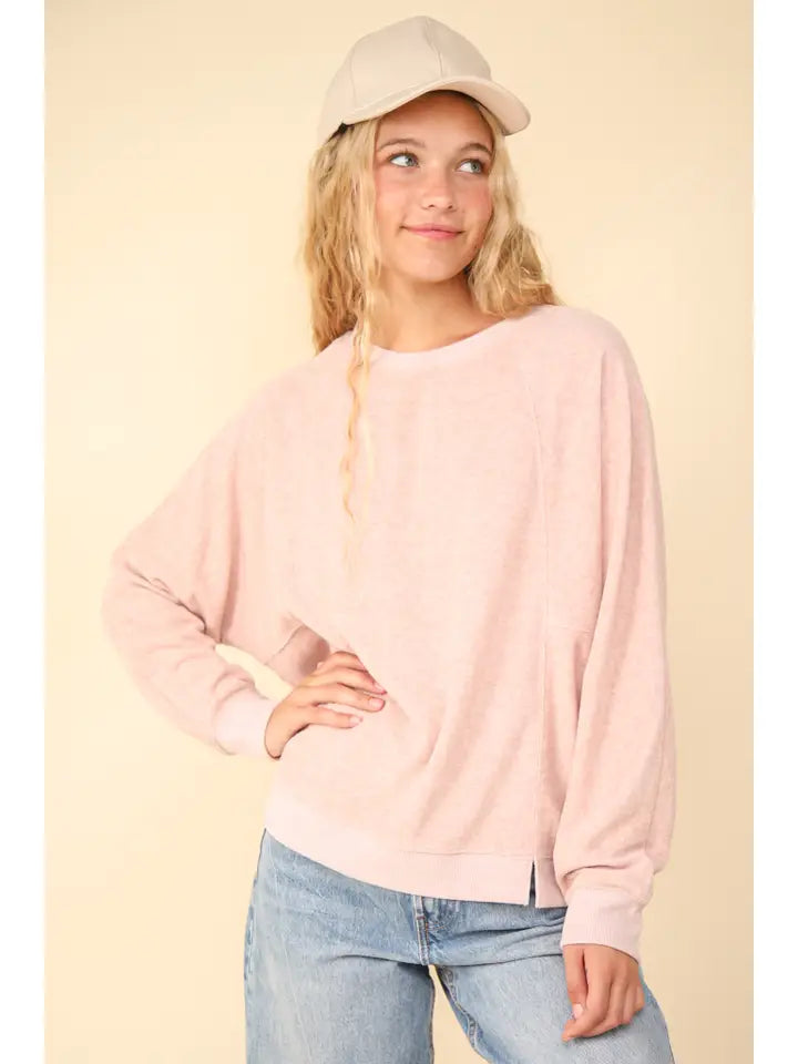 BASIC BLUSH LS SWEATER