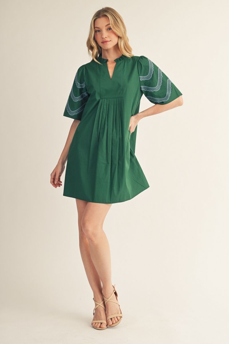DROP SHOULDER HUNTER GREEN DRESS