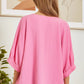 V-Neck Pink 3/4 Slv Top