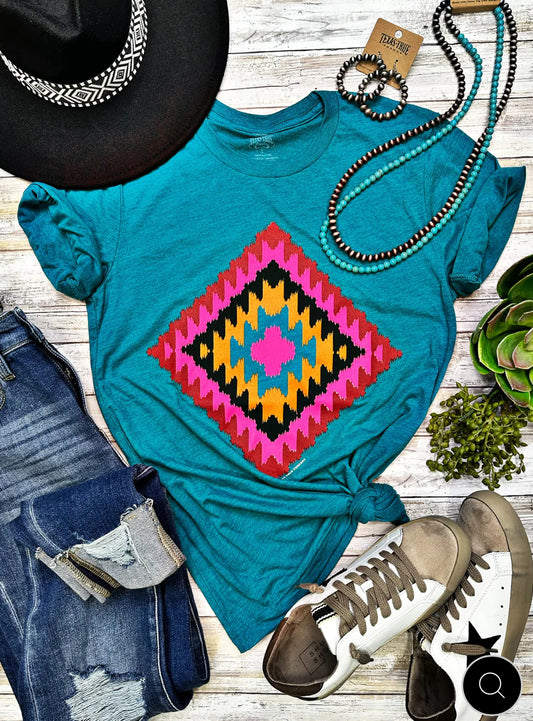 Cheyenne Aztec Teal Tee