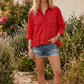 RUFFLE SOLID RED TOP