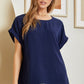 Solid Navy Round Neck Top