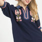 EMB CONTRAST NAVY TOP