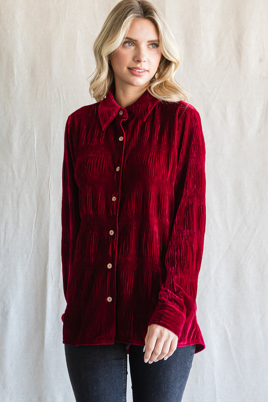 Jodifl Velvet Burgundy LS Top