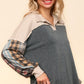 COLLARED PLAID SLEEVE TOP