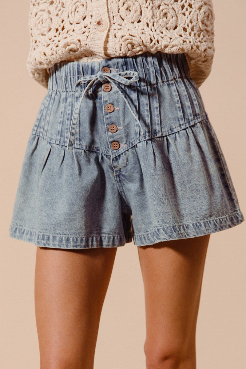 FLARED DRAWSTRING SHORTS