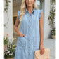 RUFFLED COLLAR DENIM DRESS