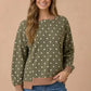 DOTTED OLIVE WAVE LS TOP
