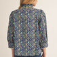 MIX FLORAL 3/4 COBALT BLUE TOP