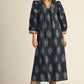 NOTCHED FLORAL BLACK DRESS