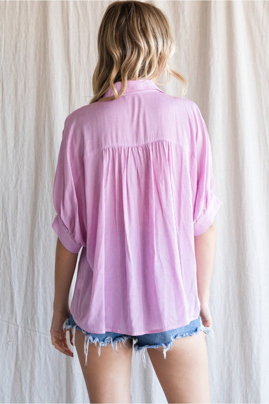 CLAIRE PINK STRIPE TOP