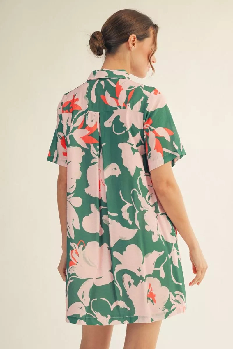FLORAL PRINT JADE DRESS