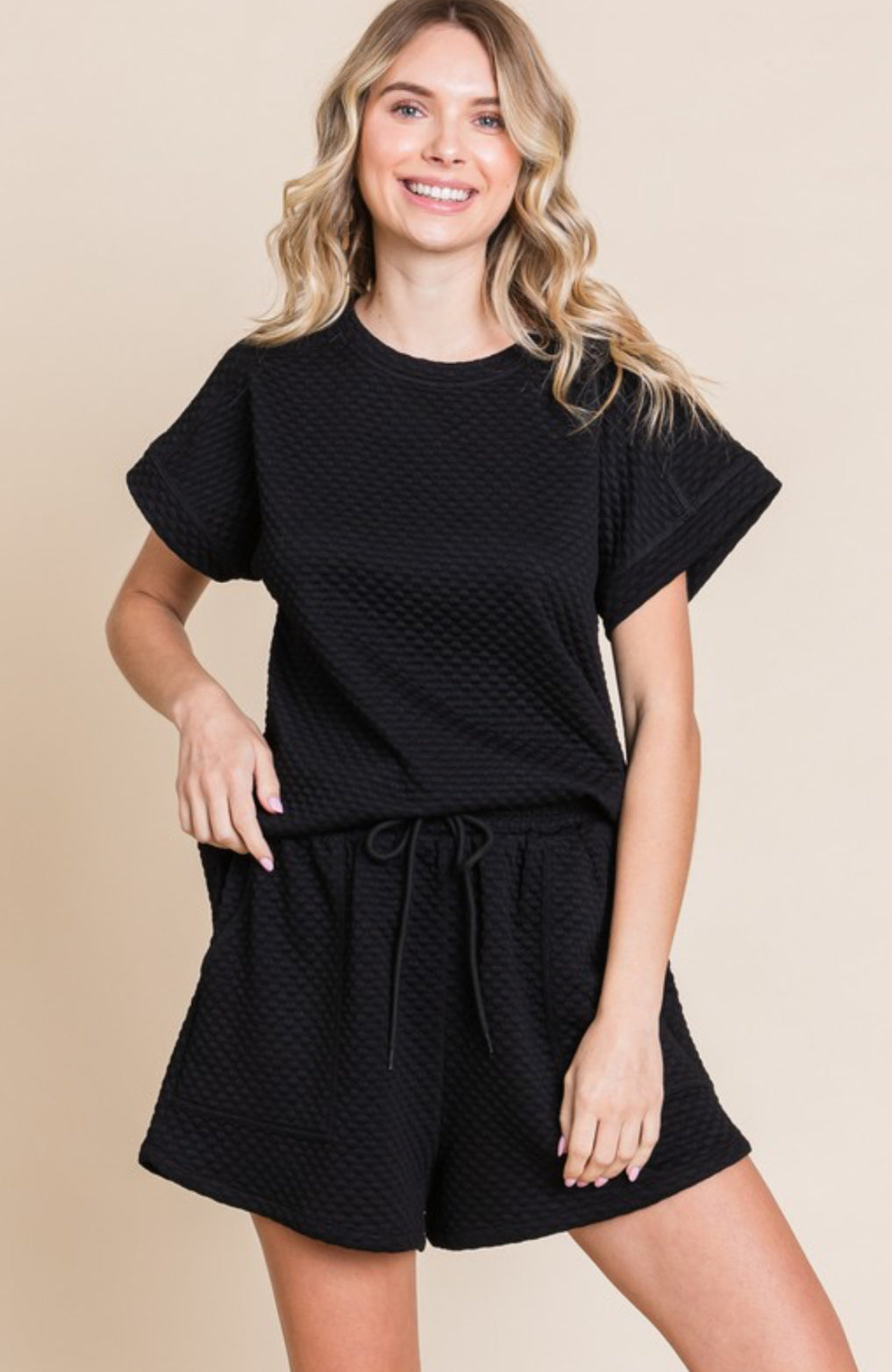 Dotted Black Round Neck Top