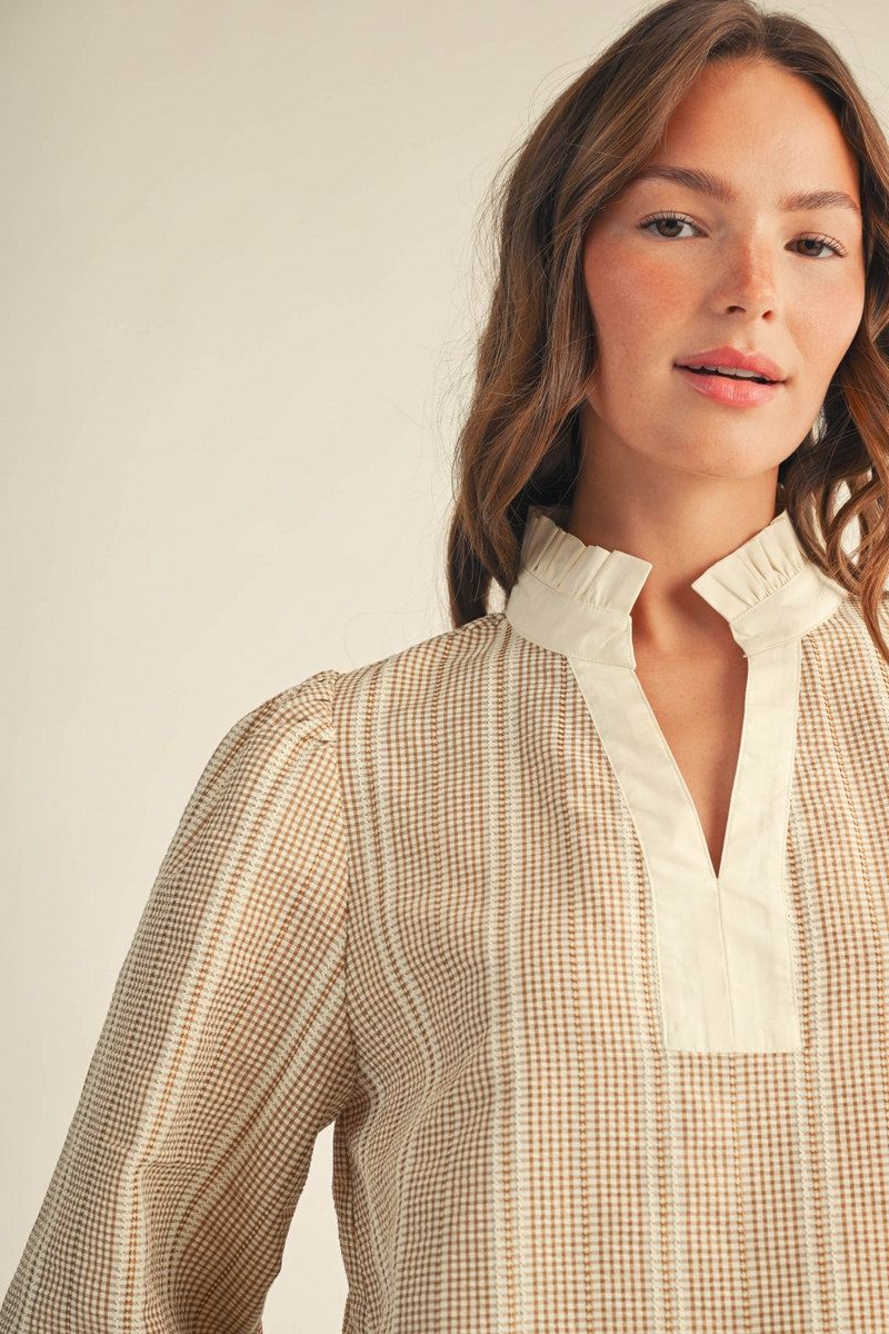 GINHAM TEXTERED TAUPE TOP