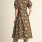 FLORAL DETAIL MIDI OLIVE DRESS