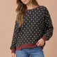 POLKA DOT CHARCOAL LS TOP