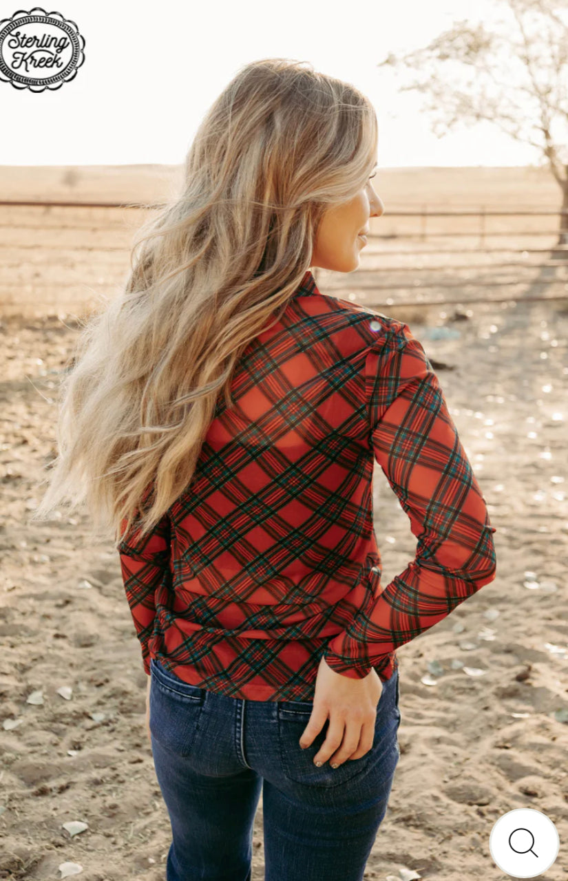 SK All Is Calm Plaid LS Top