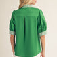 CONTRAST STRIPE GREEN TOP