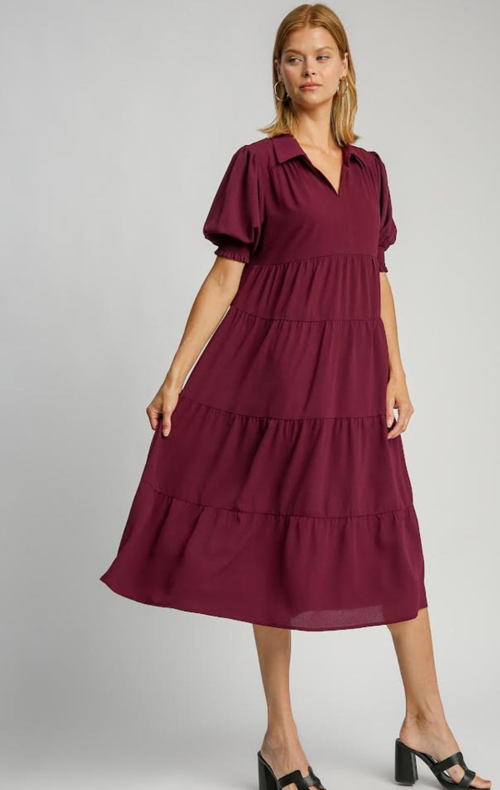 Collared Tier Plum Dress