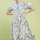 FLORAL TIERED MAXI BLUE DRESS
