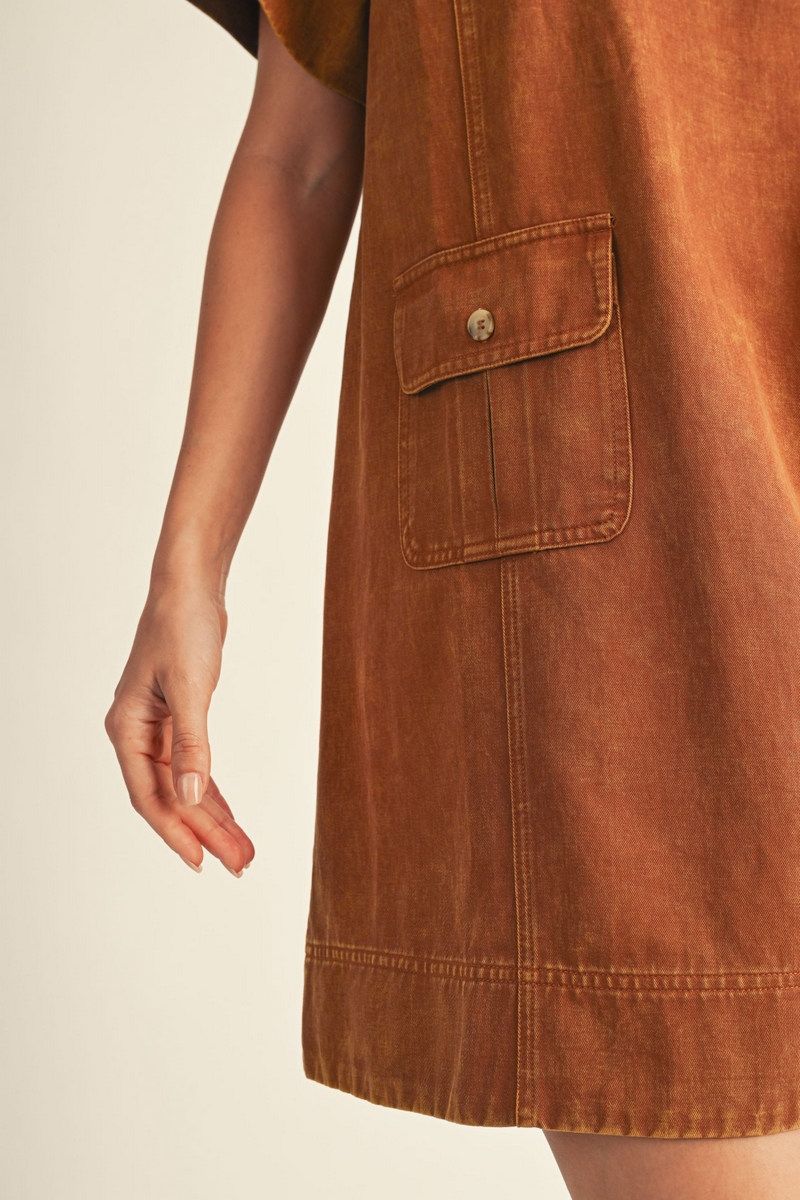 CAMEL FALL POCKET DRESS