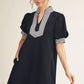 STRIPE ACCENT BLACK DRESS