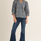 MIX FLORAL 3/4 COBALT BLUE TOP