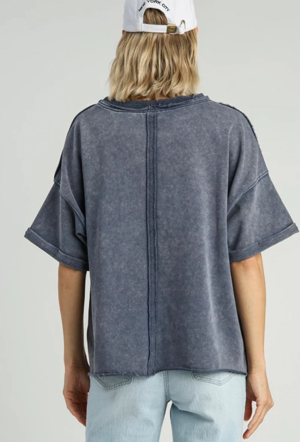 Washed Blue Boxy SS Top