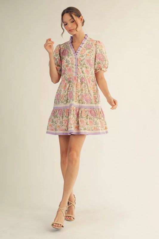 BABY-DOLL FLORAL CREAM DRESS