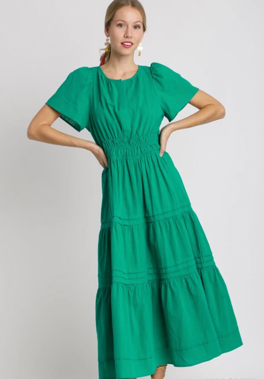 Tiered Jade V-Neck Maxi Dress