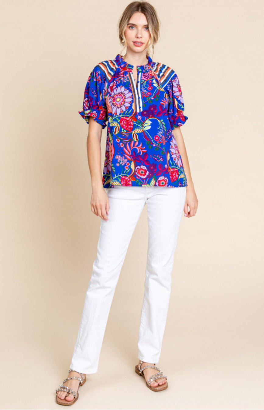 Fiesta Print Button-Up Top