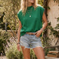 SLEEVELESS KNIT GREEN TOP