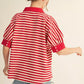 COLLAR STRIPE SS RED TOP