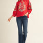 WM PLAID 3/4 RED TOP