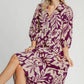 FLORAL PRINT PLUM MIDI DRESS