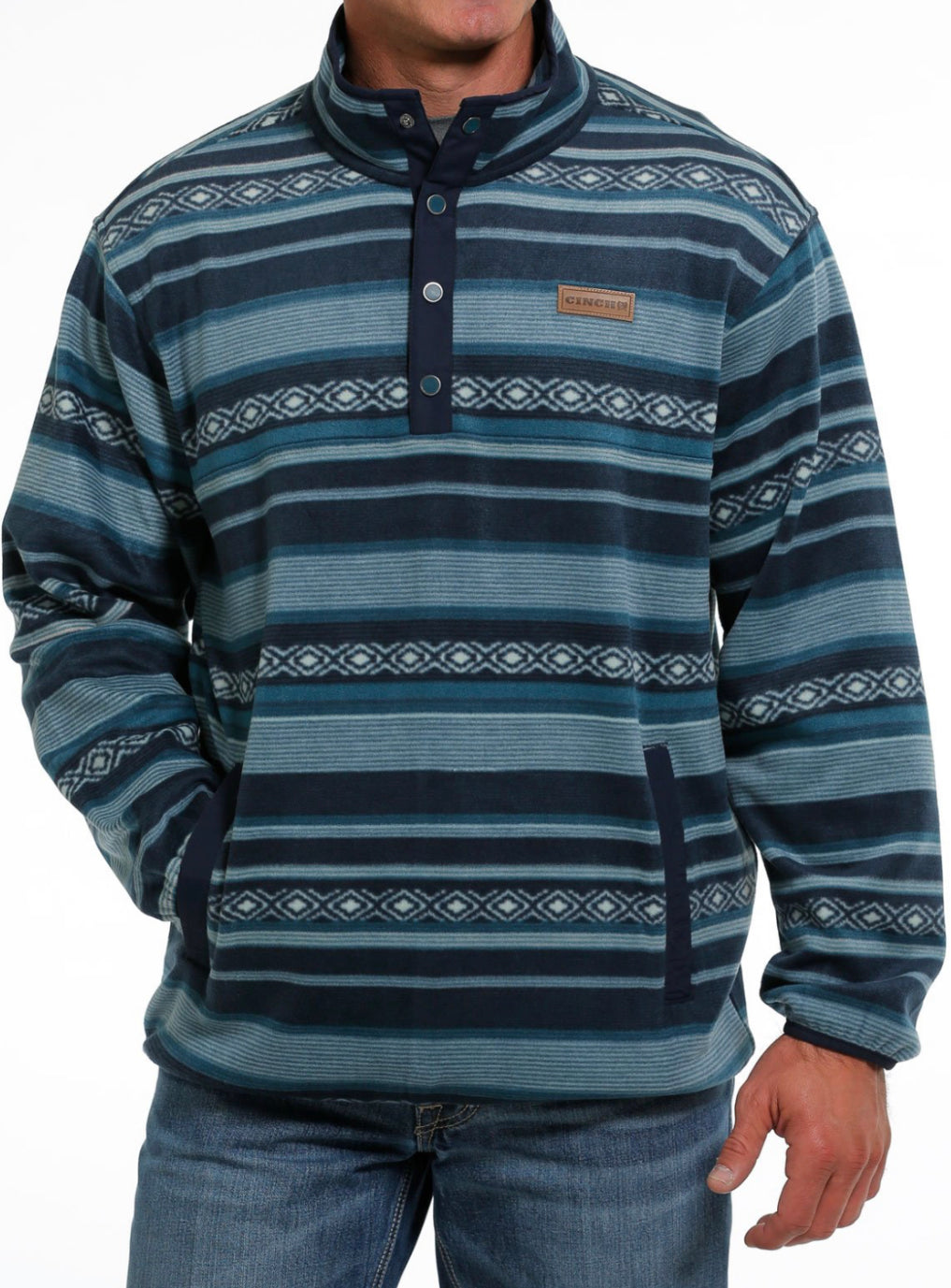 Cinch Mn Blue with Teal/Green Stripe Serape Fleece